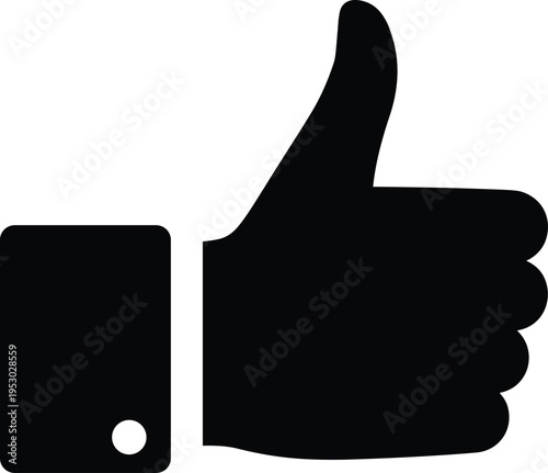 Black and solid thumbs up icon for positive social media like, approve hand gesture, success agreement, good quality service,