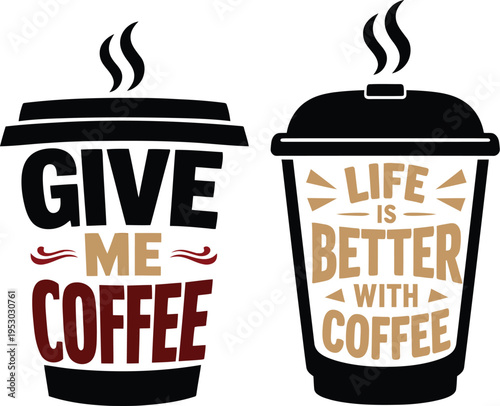 I Love Coffee Colorful Doodle Elements Illustration Vector Set