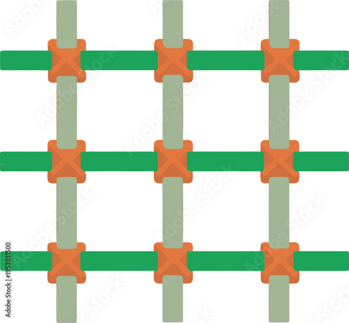 A stylized illustration showcases a nano textile weave intersection. Clean lines and contrasting colors create a modern, geometric design suitable for various commercial applications.