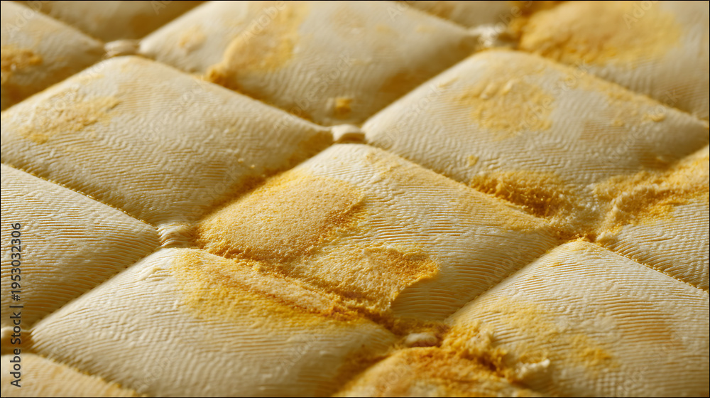 Fototapeta premium Close-up of a quilted fabric texture in warm tones, showcasing geometric patterns and a natural, tactile surface for various design projects