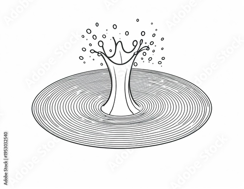 A simple illustration of a tree standing tall in the water, providing shade and beauty to its surroundings