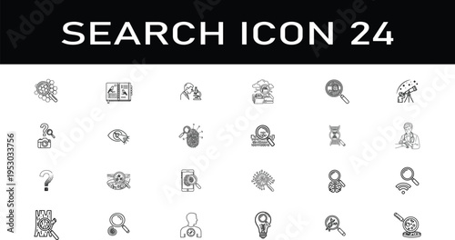 Hand drawn magnifying glass searching over new year 2024 text concept sketch