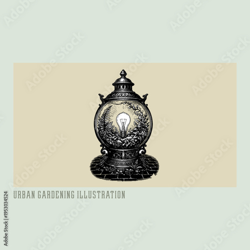 Urban garden illustration, hand-drawn organic greenery and nature-inspired design for modern living