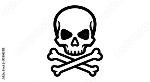 Skull and crossbones symbol featuring a human skull over two crossed bones.