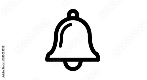 Minimalist black-and-white illustration of a bell with a classic design and clean lines for versatile use.
