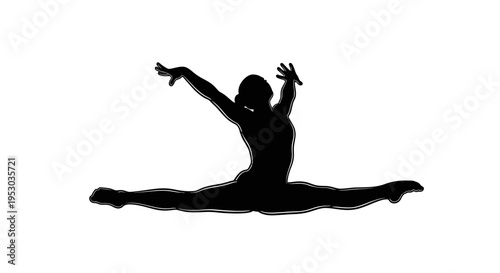 Silhouette of a dancer in mid split leap