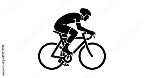 Black silhouette of a cyclist riding a bicycle