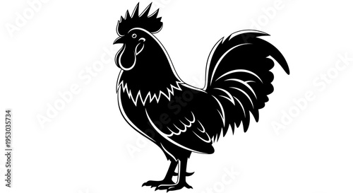 Black rooster silhouette standing proudly