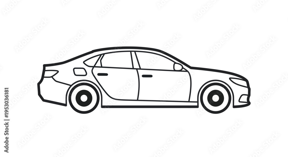 Fototapeta premium Side View of a Sedan Car.
