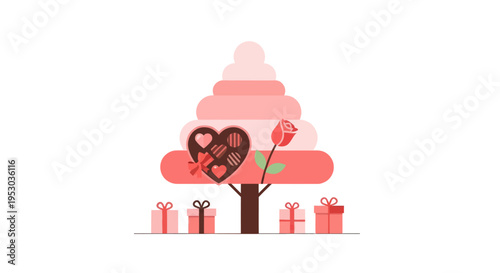 Pink heart Valentines Day gift tree.