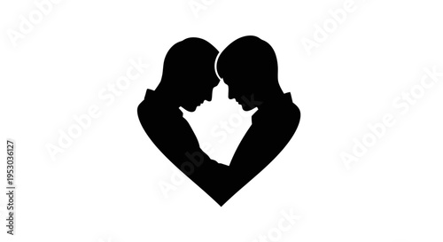 Silhouette of couple in love.