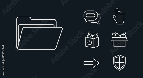 Folder with security icons online.