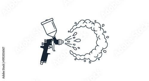 Spray paint gun with droplets.