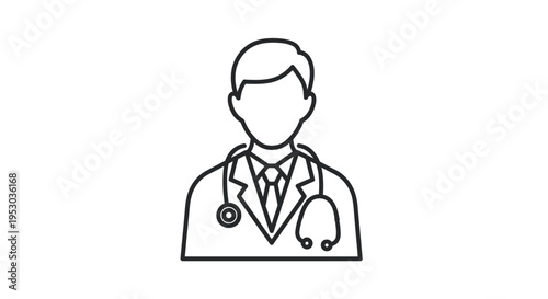 Doctor Wearing Stethoscope Around Neck.
