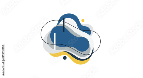 Blue and Yellow Abstract Shape Design.