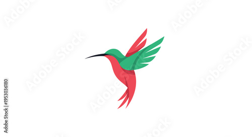 Colorful Hummingbird in Flight Profile.