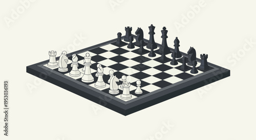 Black and white chess pieces board.