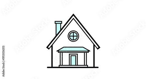 Simple house with green roof details.