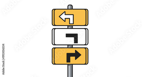 Traffic signs with directional arrows.