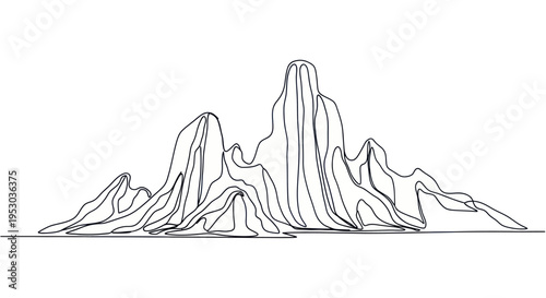 Mountain range landscape illustration drawing.