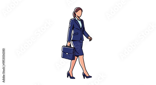 Businesswoman Walking with Briefcase Suit.