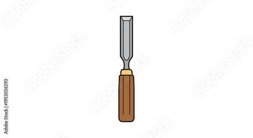 Wooden handled flat chisel tool.