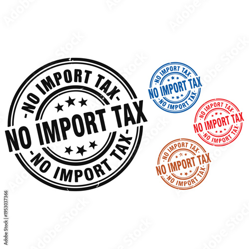 No Import Tax Stamp Badge - Duty Free Vector Seal Set Multicolor