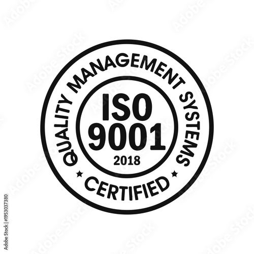 ISO 9001 2018 Certified Stamp - Quality Management System Vector Badge