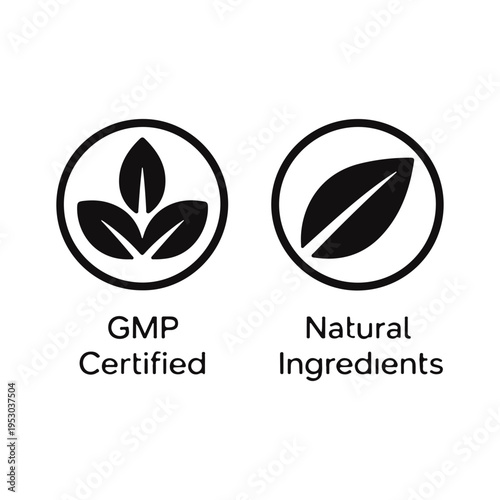 GMP Certified Badge Set - GMO Free Lab Tested Natural Ingredients Vector