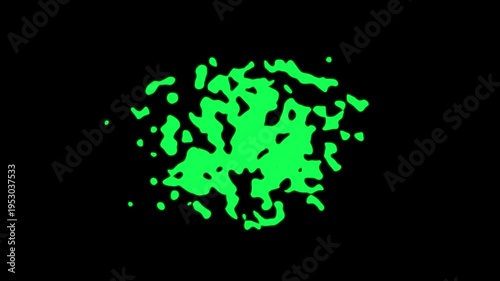 Bright Green Irregular Blob Shape on Black Background