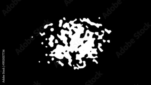 White Irregular Blob Shape on Black Background abstract