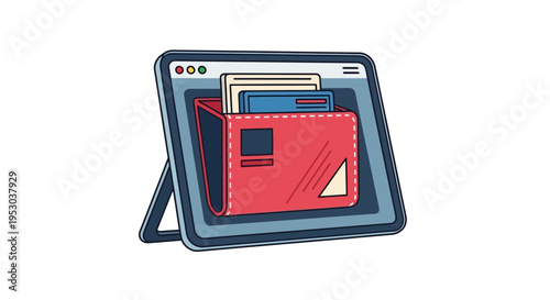 Digital illustration of a red wallet.