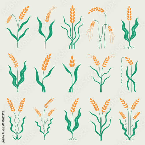 wheat bundle with green leaves