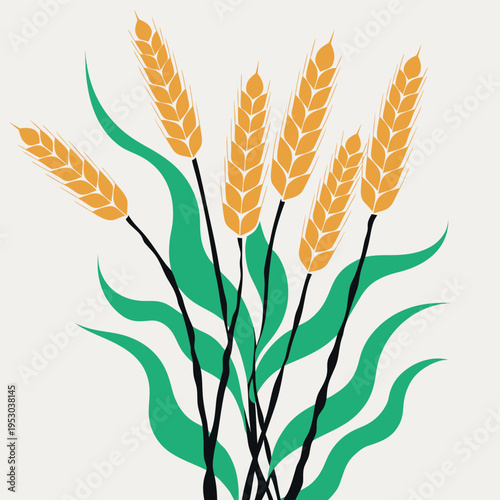 wheat bundle with green leaves