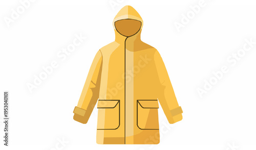 Minimal Yellow Raincoat Flat Vector Illustration for Seasonal and Apparel Design