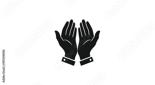 Black silhouette of two open hands facing each other on white