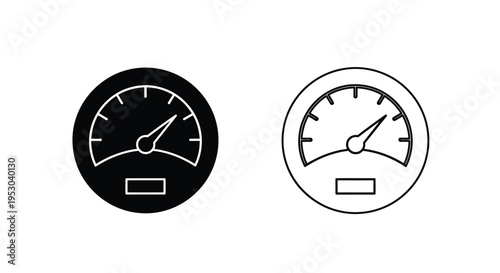 Two gauge icons one filled one outlined displaying measurement levels