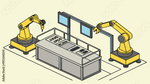 Industrial automation with robotic arms and conveyor belt for advanced manufacturing