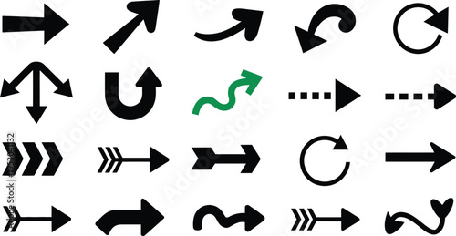 Arrow Icon Set Vector Illustration with Diverse Directional Pointers for Website Navigation