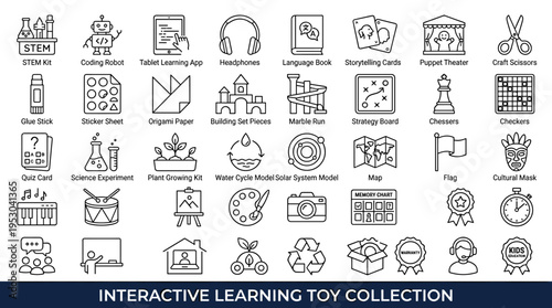 Interactive learning toy collection for educational playtime and development