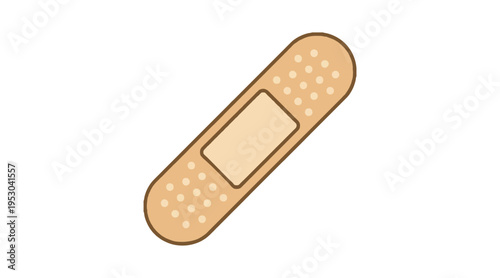 A cartoon illustration of a beige band aid with a central pad