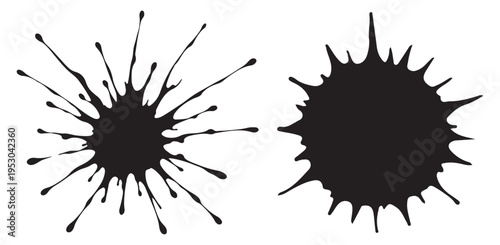 Black ink splash splatter blot isolated abstract white background