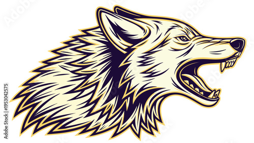 Fierce roaring wolf head vector illustration for sport mascot or logo design