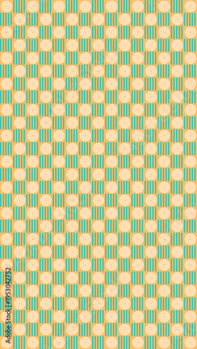 Retro Checkered Pattern with Circles