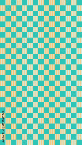 Teal and Beige Checkerboard Pattern