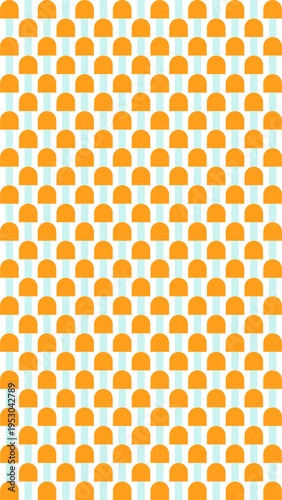 Orange and Blue Half-Circle Checkered Pattern