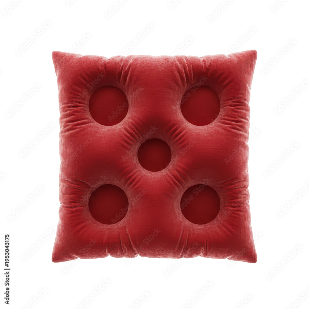 Fototapeta premium Red Tufted Cushion with Circular Indentations