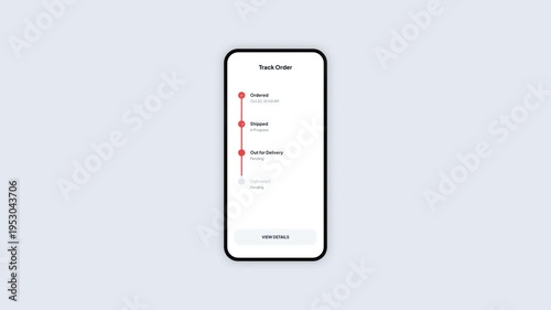 Animation Of Food Delivery Order Tracking Mobile App Interface With Pizza Icon And Red Progress Bar