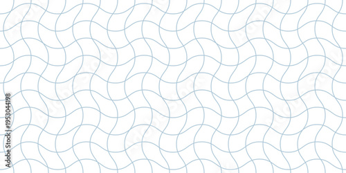 Blue wavy grid line pattern. Seamless geometric texture with curved lines. Abstract minimalist wallpaper design for modern graphic projects and digital print media. Vector illustration