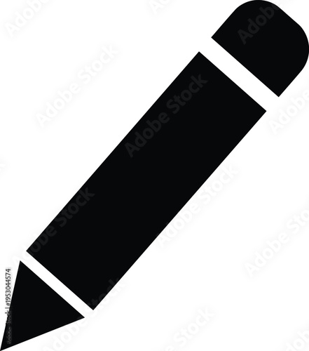 Black pencil vector icon, simple minimalist stationery sign for education, writing, creative design, and professional office work, isolated on white background